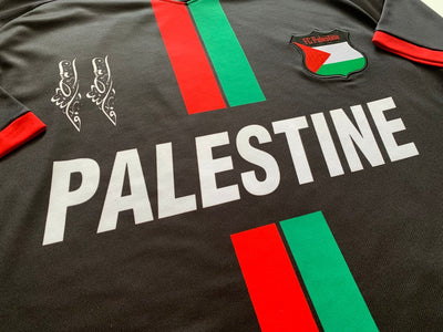Palestine black football shirt with central stripes (red/green)