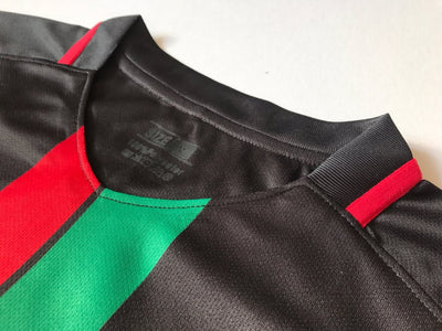 Palestine black football shirt with central stripes (red/green)